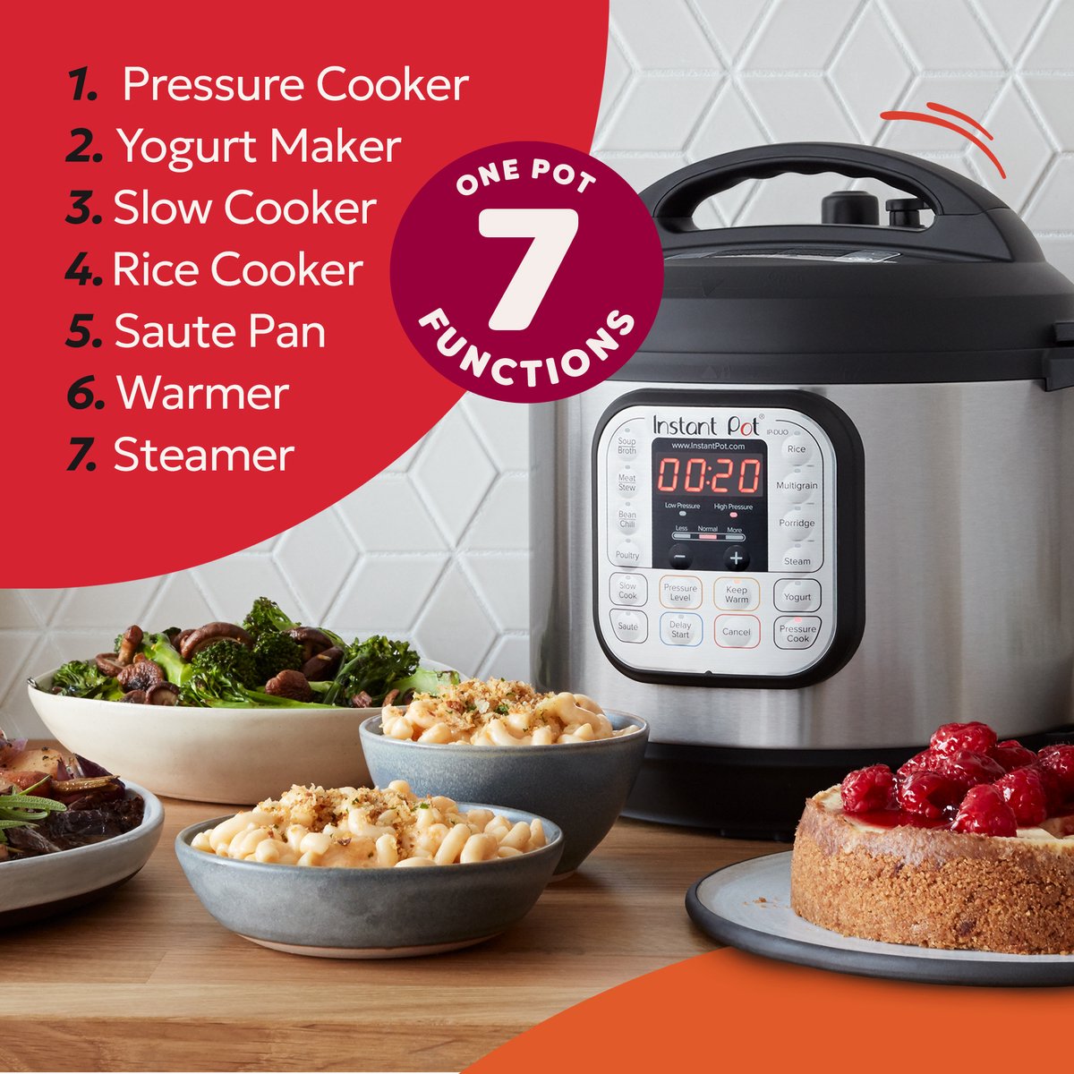 Instant Pot Duo 5,7L Multicooker - 7-in-1 Snelkookpan - Slowcooker - Rijstkoker - Stomer - Yoghurtmaker - Meal Prep & Gezinnen - Tot 6 Porties – foto 6