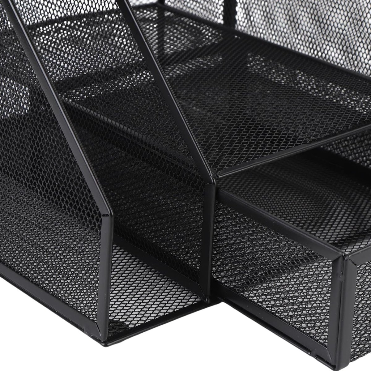 Bureau Opbergmand - Documenten Organizer - Bureau Organiseren - Met Lade en Houder - 32x28x28 cm - Zwart