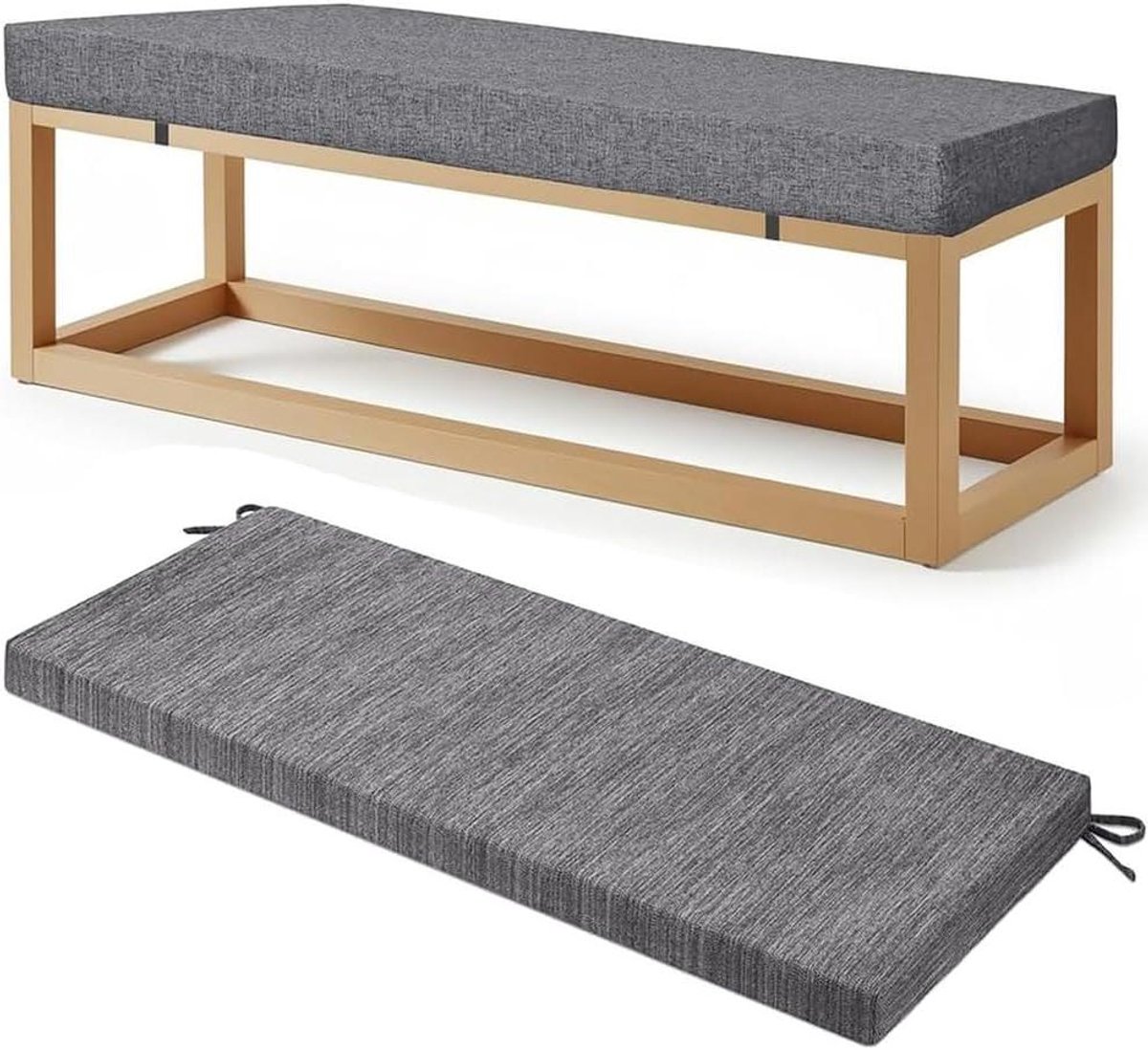 Buitenkussen Bank - Zitkussen Terras - Comfortabel Zitten - Afneembare Hoes - 130x30x5 cm - Grijs