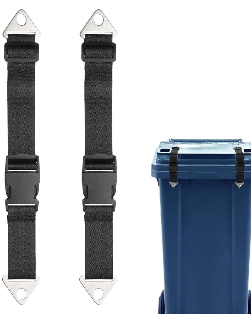 Afvalbak Slot - Vuilnisbak Beveiliging - Dieren Buiten Houden - Verstelbare Band - 13-17 cm - Zwart