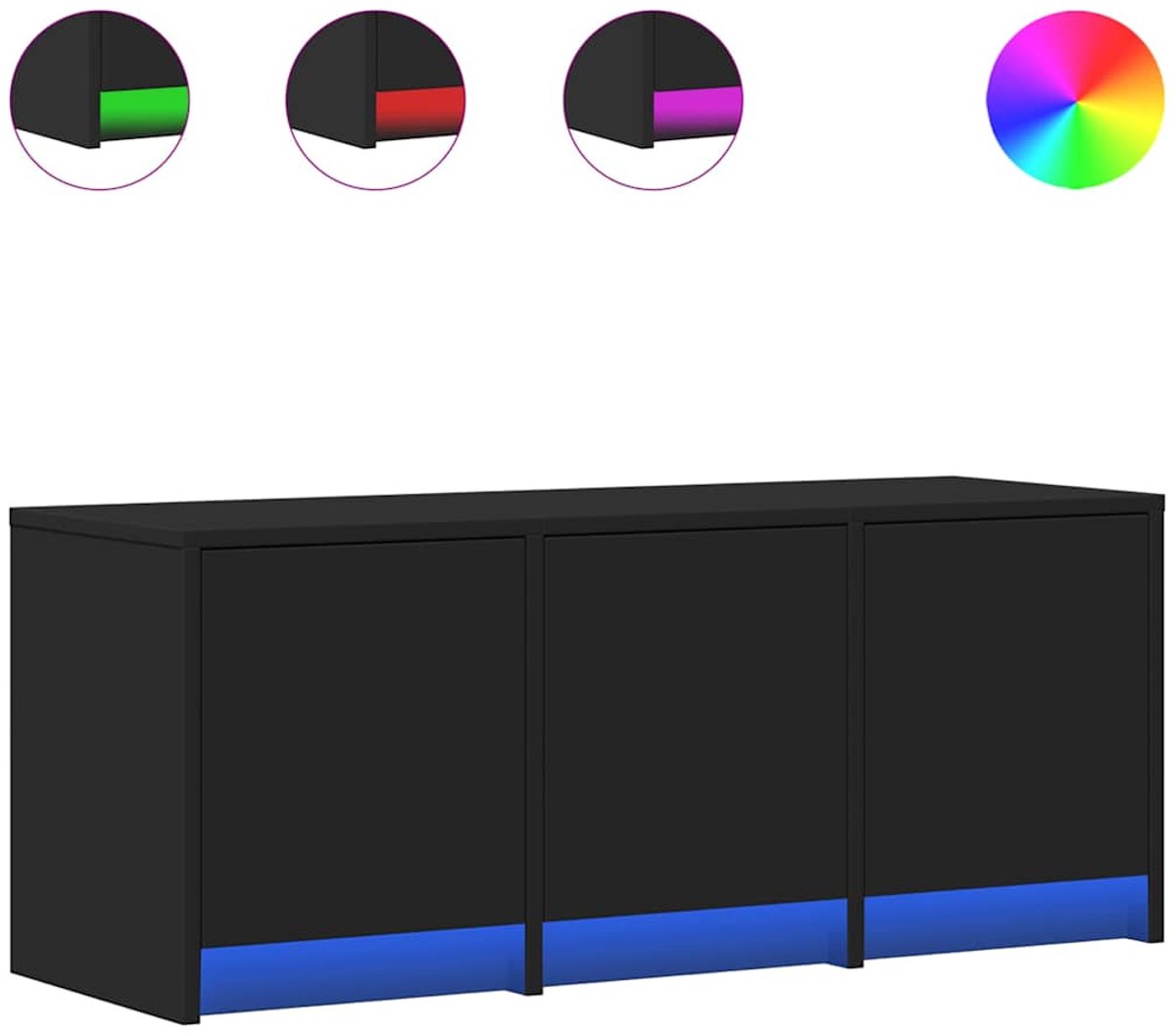 vidaXL - Tv-meubel - met - LED - 97x34x40 - cm - bewerkt - hout - zwart