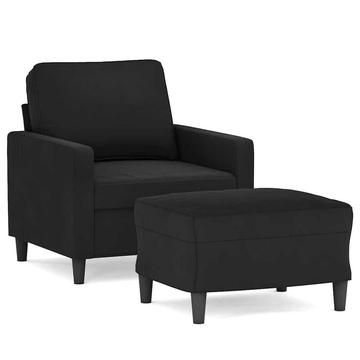 vidaXL Fauteuil - met - voetenbank - 60 - cm - fluweel - zwart
