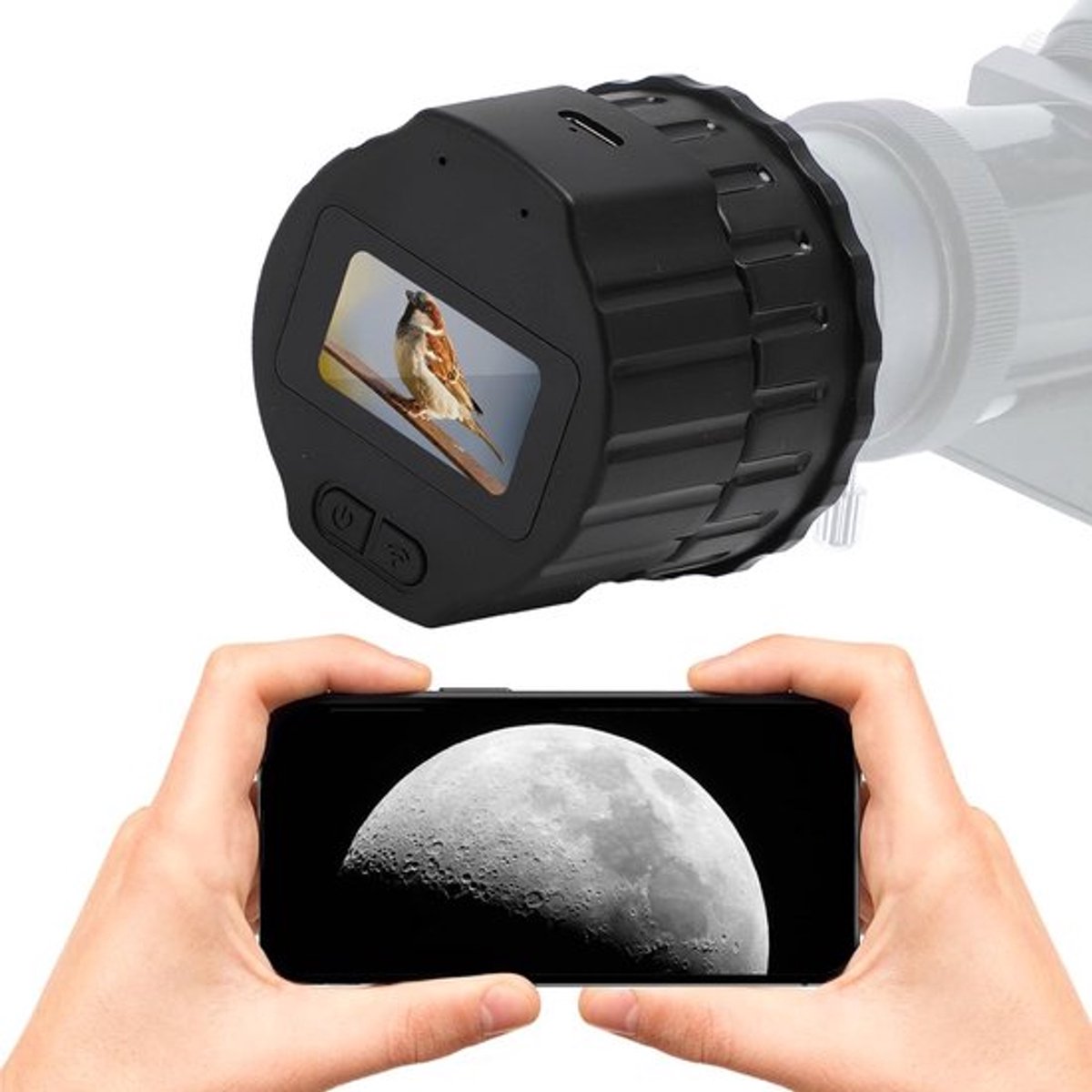Wi Fi Telescope Camera, 4 Miljoen Pixel HD Draadloze Digitale Telescope Oculair Camera, Digitale Telescope Camera voor 25mm-50mm Scopes, Astrofotografie Camera, Planet en Vogel