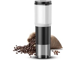 Elektrische koffiebonenmolen, 5 niveaus verstelbaar met timingmodus Draagbare draadloze koffiemolen met afneembare keramische kern Transparante bak Opladen via USB (Electric and manual)