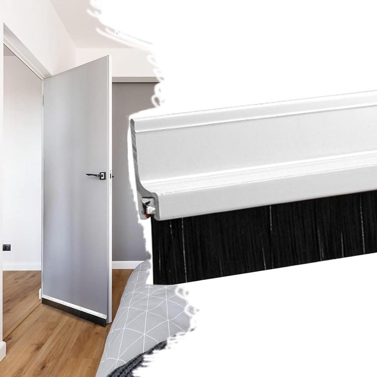 Deurborstel Bodemveger - Tochtstopper - Tocht Weren - Aluminium Frame - 99 cm - Zwart