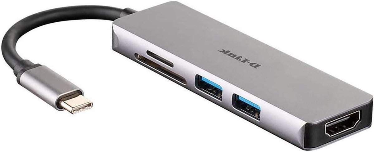 USB C Hub - Adapter Dongle - Extra Poorten - 5-in-1 Functionaliteit - 4K HDMI - Zwart