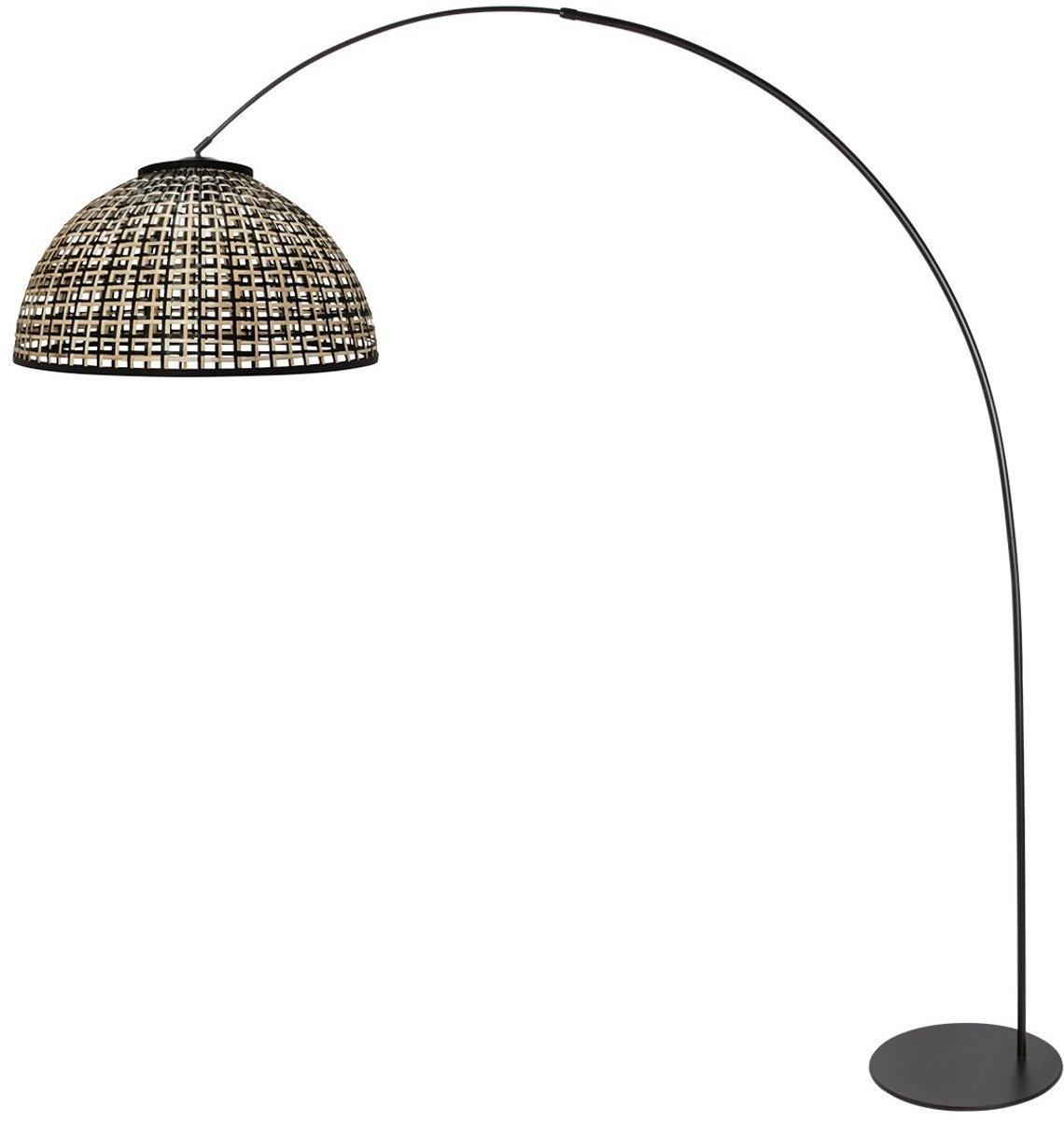Anne Light & home Vloerlamp - naturel zwart - Curve - bamboe metaal - booglamp - E27 - 4517ZW - Anne Lighting