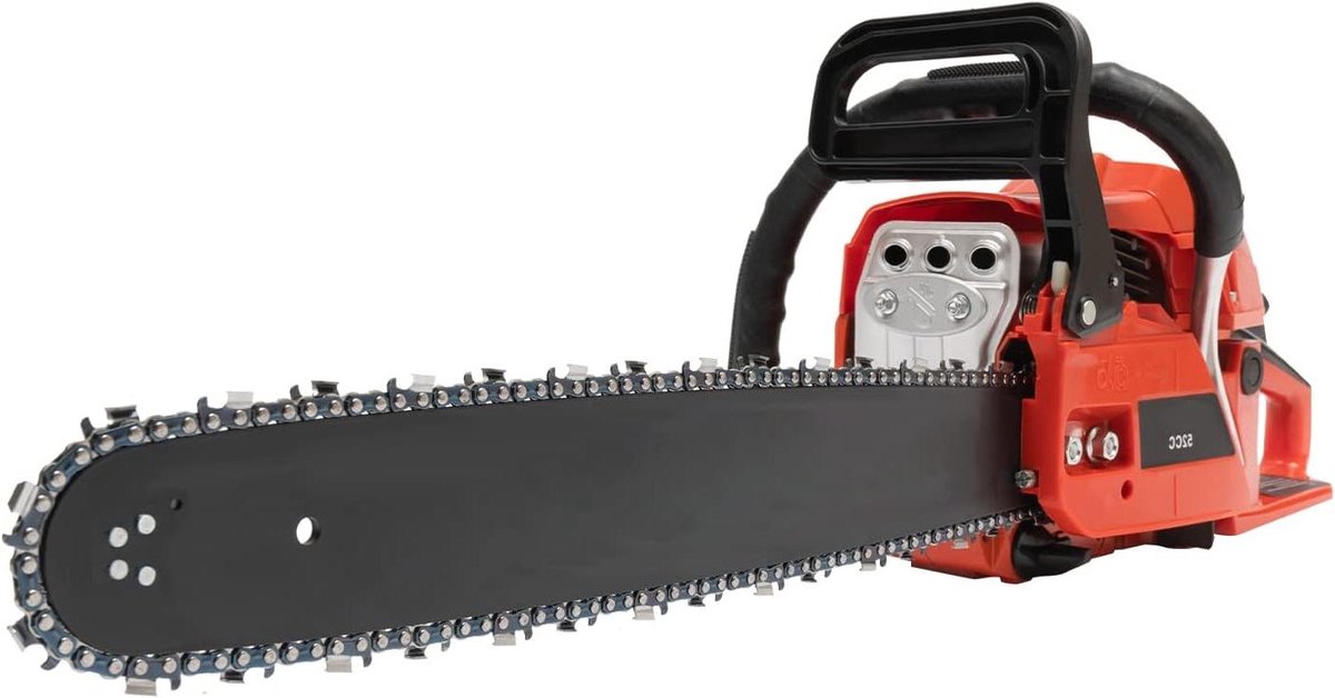 Benzine Kettingzaag - Krachtige Zaag - Hout Bewerken - Automatische Smering - 20 Inch Bar - Rood Zwart