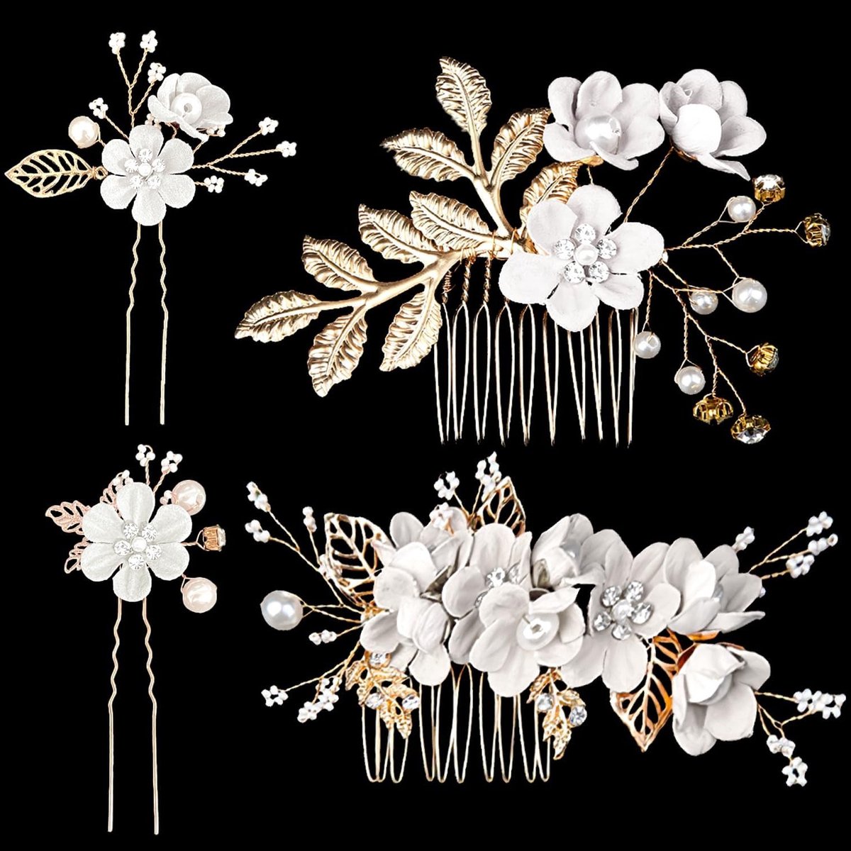 Bruid Haar Accessoires - Feest Haarversiering - Bruiloft Feest - Bloem Vormgeving - 10x5x1 cm