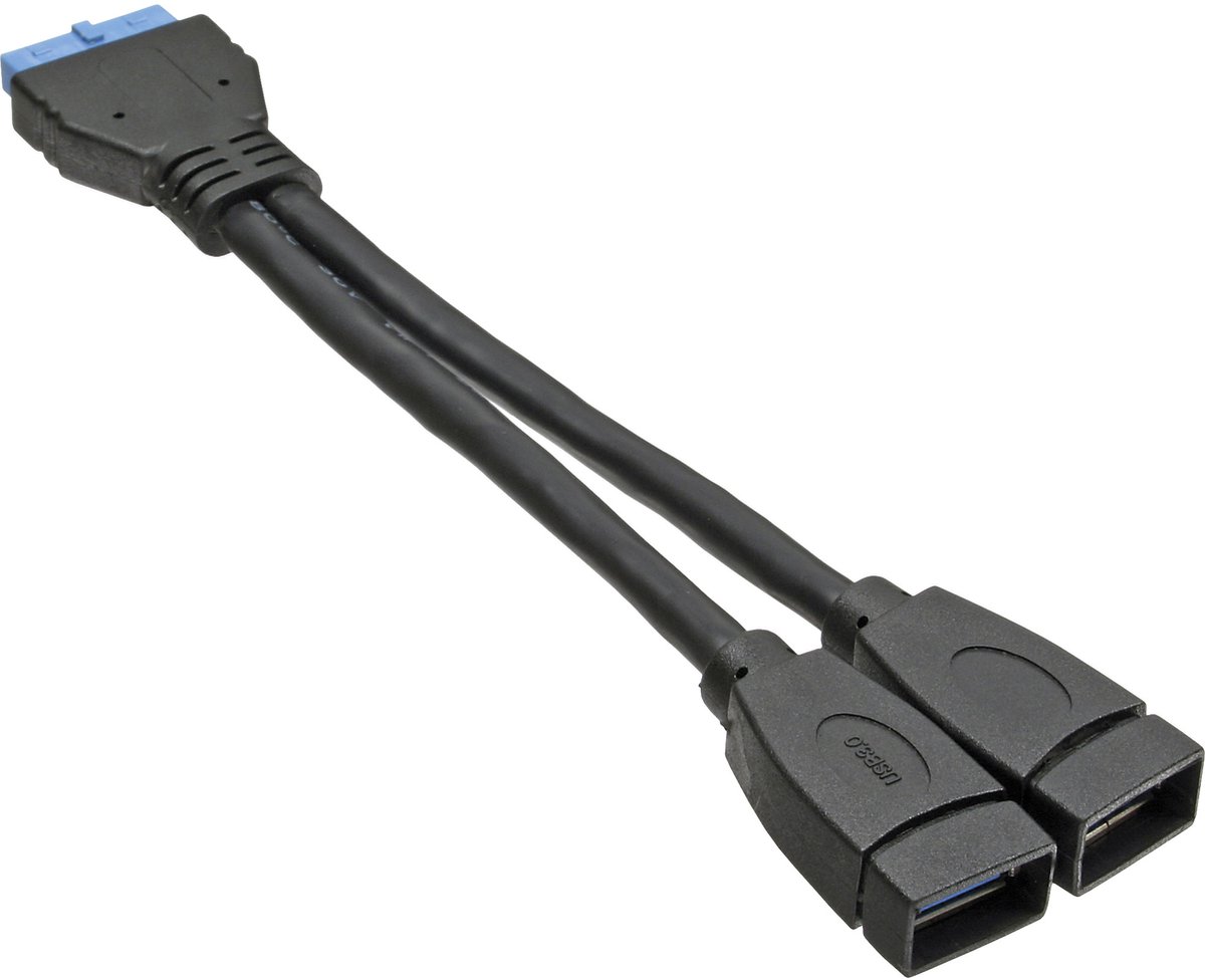 Pin Header adapter USB3.0 (v) - 2x USB-A (v) - 0,15 meter
