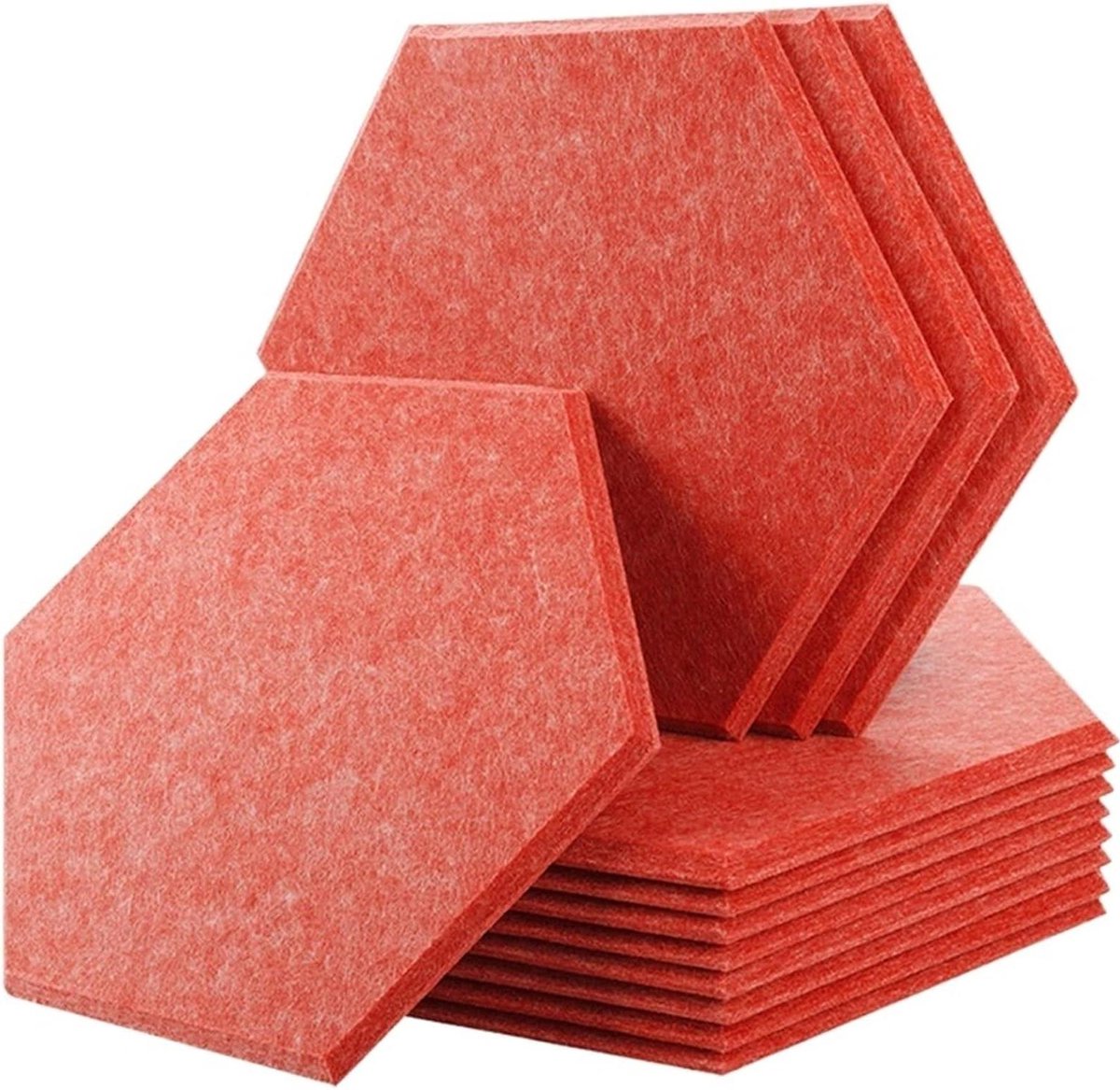 Geluidsabsorberende Panelen - Akoestische Platen Isolatie - Ruisonderdrukking Thuis - Hoge Dichtheid Polyestervezel - Groot Zeshoekig 36x31 cm - Rood