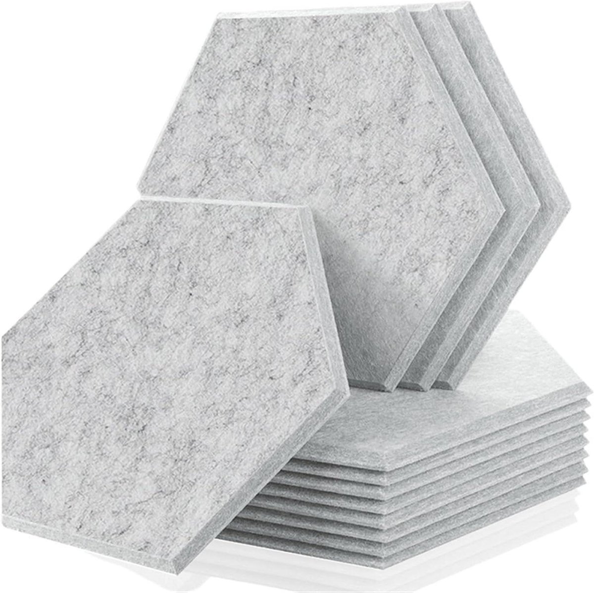 Geluidsabsorberende Panelen - Akoestische Platen Isolatie - Ruisonderdrukking Thuis - Zeshoekig Ontwerp - Large - Zilvergrijs