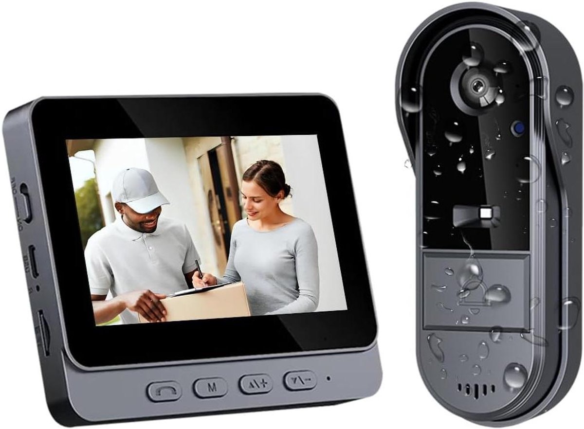 Video Deurbel - Beveiligingscamera Deur - Huisbewaking Thuis - Geen Wifi Nodig - 4.3 Inch Scherm - Zwart
