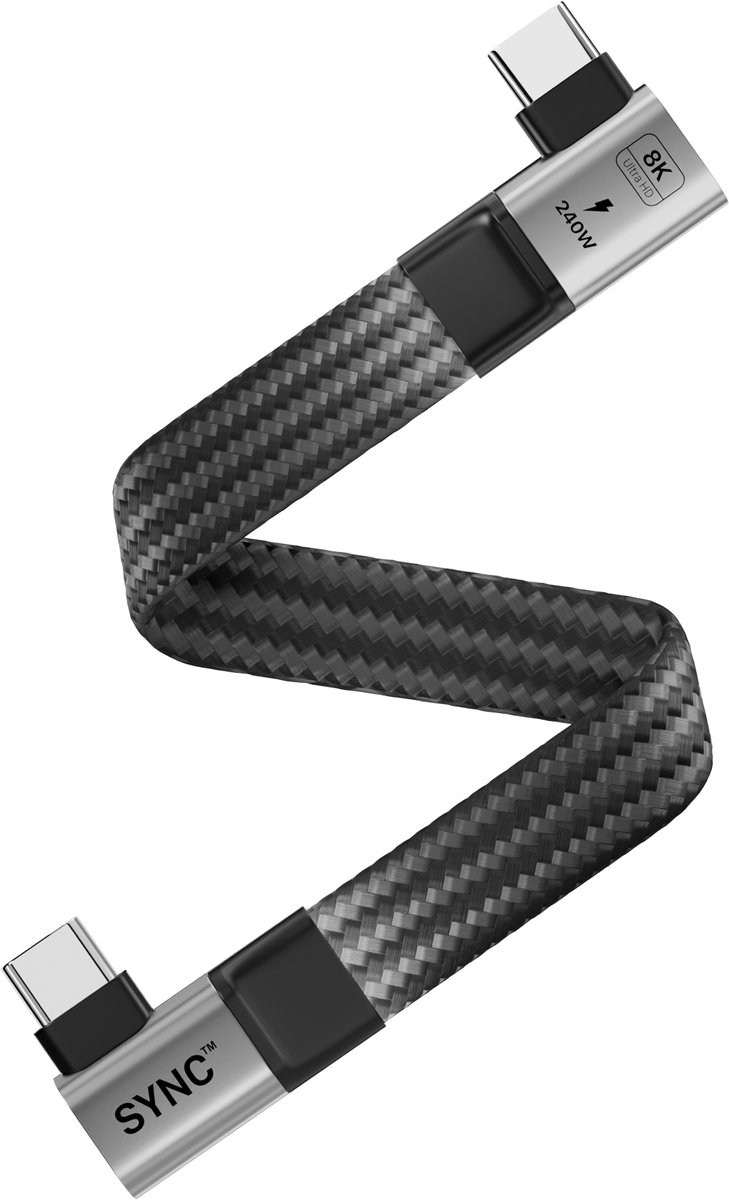CRAP.SUPPLY® SYNC™ 90° - Haakse USB-C 4.0 Kabel - 11cm - 40Gbps - Low Profile - Voor SSD & Camera Rigs