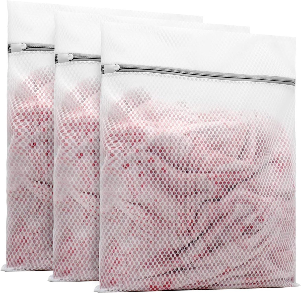 Waszakken - Wasnetten - 60*60cm - Bescherm je Wasgoed en Wasmachine - Packing Cubes - Travel Organizer - 3 stuks - voor Wasgoed (Sokken, Lingerie & T-Shirts) - Wit