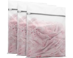 Waszakken - Wasnetten - 60*60cm - Bescherm je Wasgoed en Wasmachine - Packing Cubes - Travel Organizer - 3 stuks - voor Wasgoed (Sokken, Lingerie & T-Shirts) - Wit