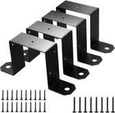 Équerre de poteau 4 pièces robuste pour poteaux en bois avec bandes métalliques en forme de U