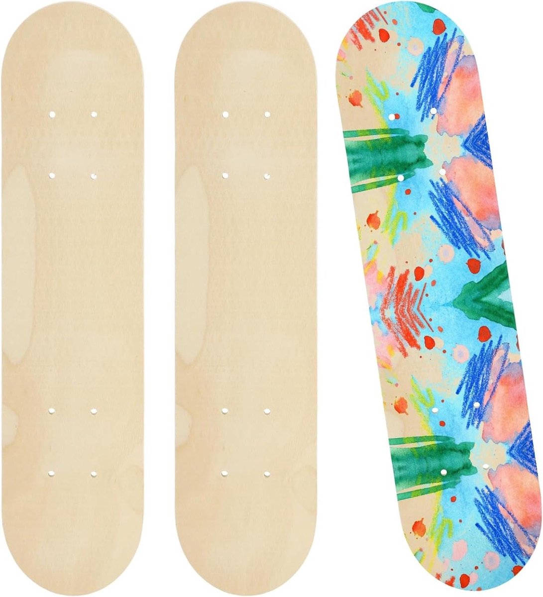 Blanco Skateboard Dekken Houten Kunstborden Doe-het-zelf Kunst Voorgeboorde Gaten 3 Stuks 60 cm Natuurlijk Hout