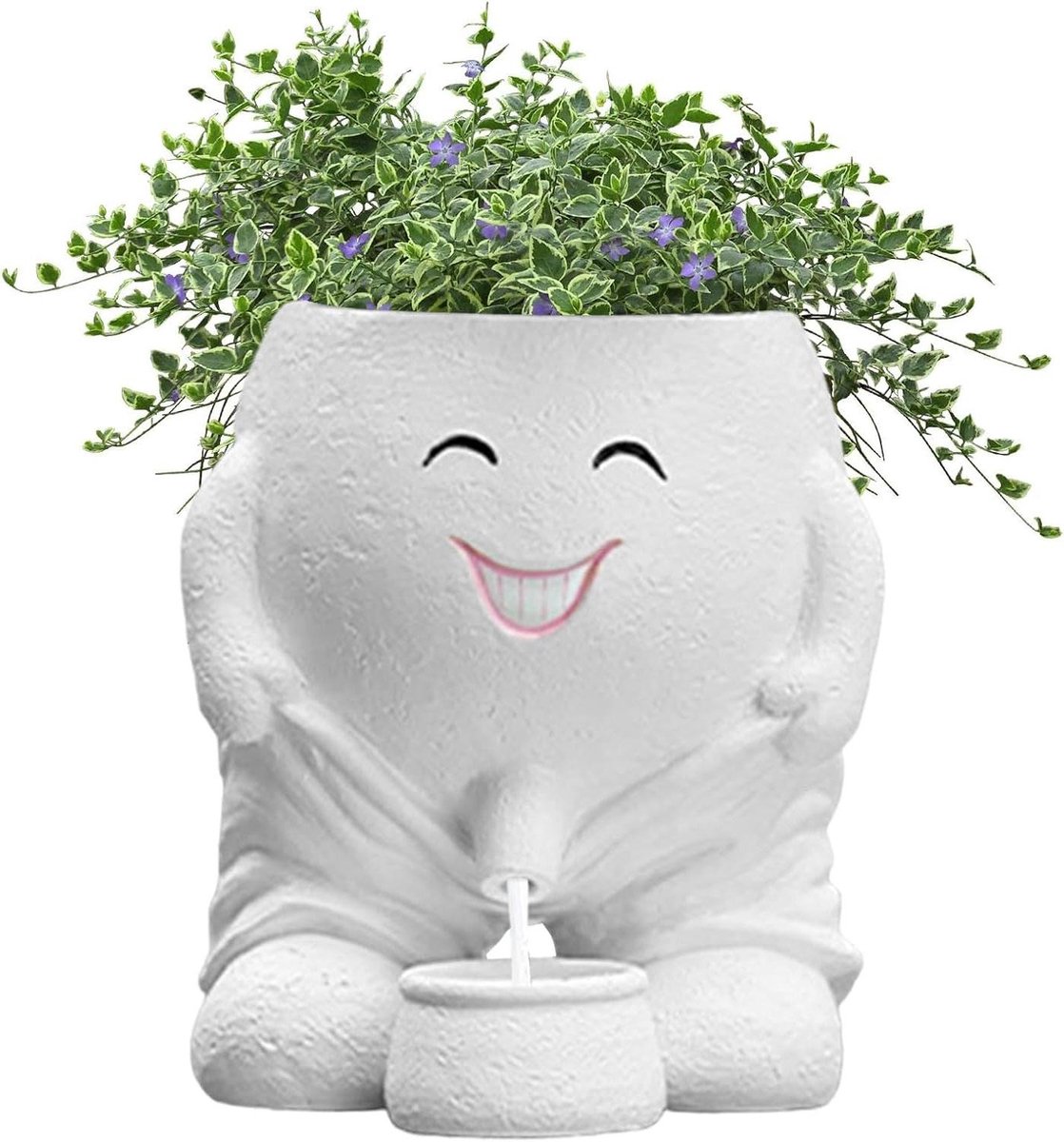 Bloempot Menselijk Hoofd - Unieke Pot - Planten Decoratie - Afvoergat Ingebouwd - 11.5 cm Hoog - Wit