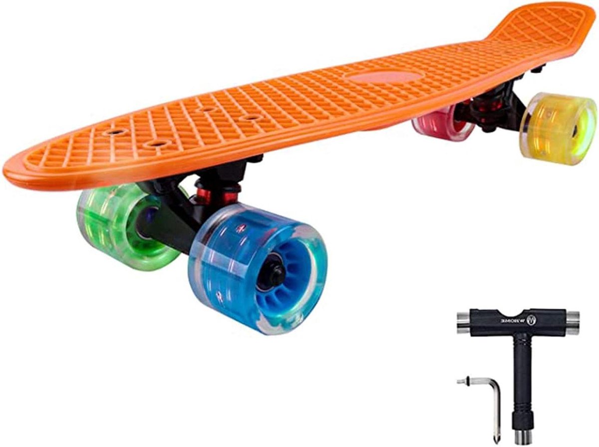 Mini Cruiser skateboard Kinder skateboard Stap de straat op Zelf oplichtende wielen 22 inch dek
