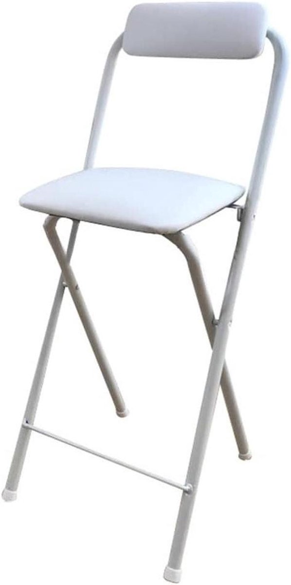 Klapbare barkruk - Hoge stoel - Ruimtebesparend Zitten - Met Voetensteun - 60 cm - Wit