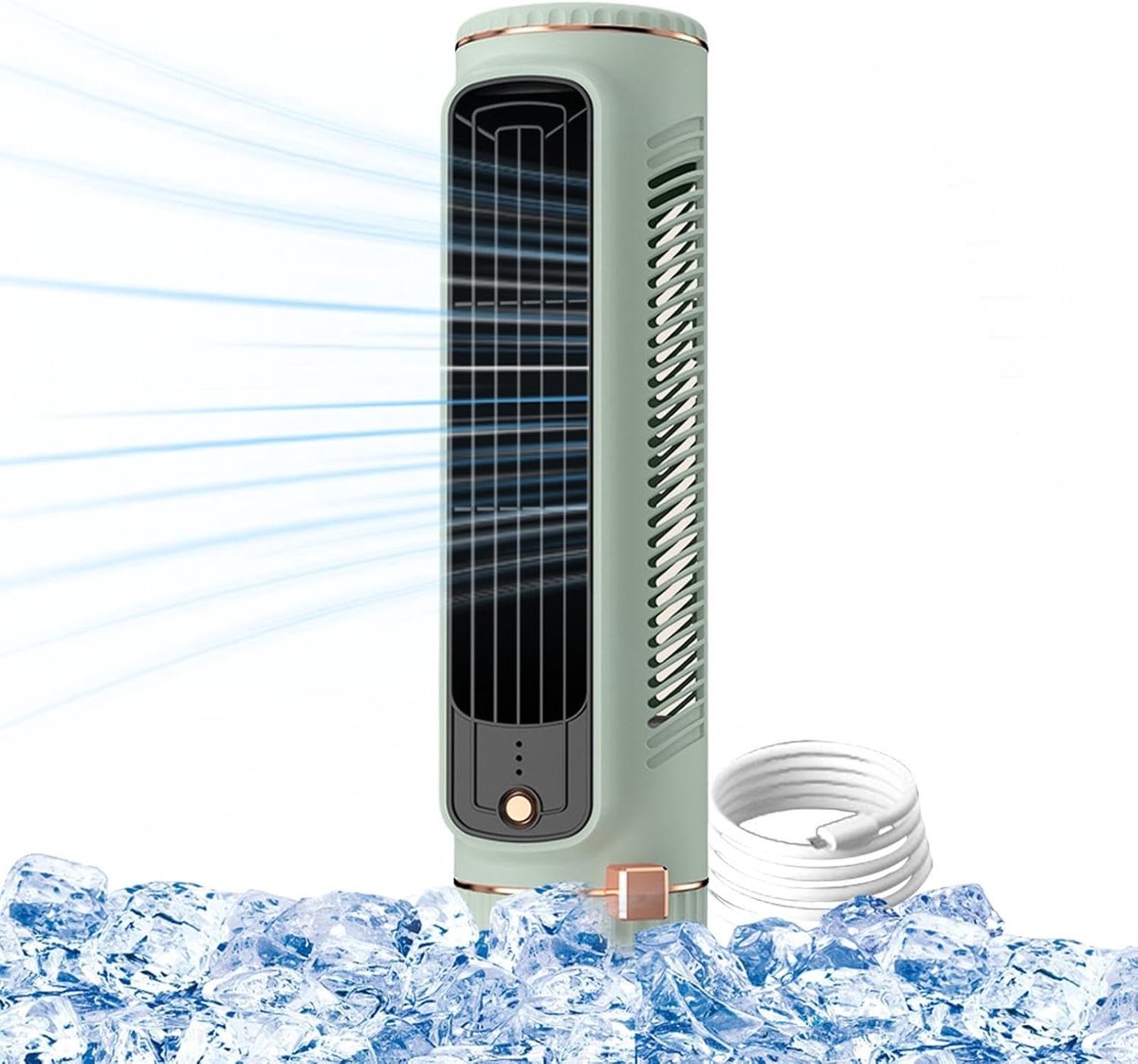 Persoonlijke draagbare ventilator — Bladloze torenventilator — Multifunctionele tafelventilator — Horizontaal en verticaal te gebruiken — USB-voeding — 3 windsnelheden — Ideaal voor kantoor, woonkamer en slaapkamer — Groen