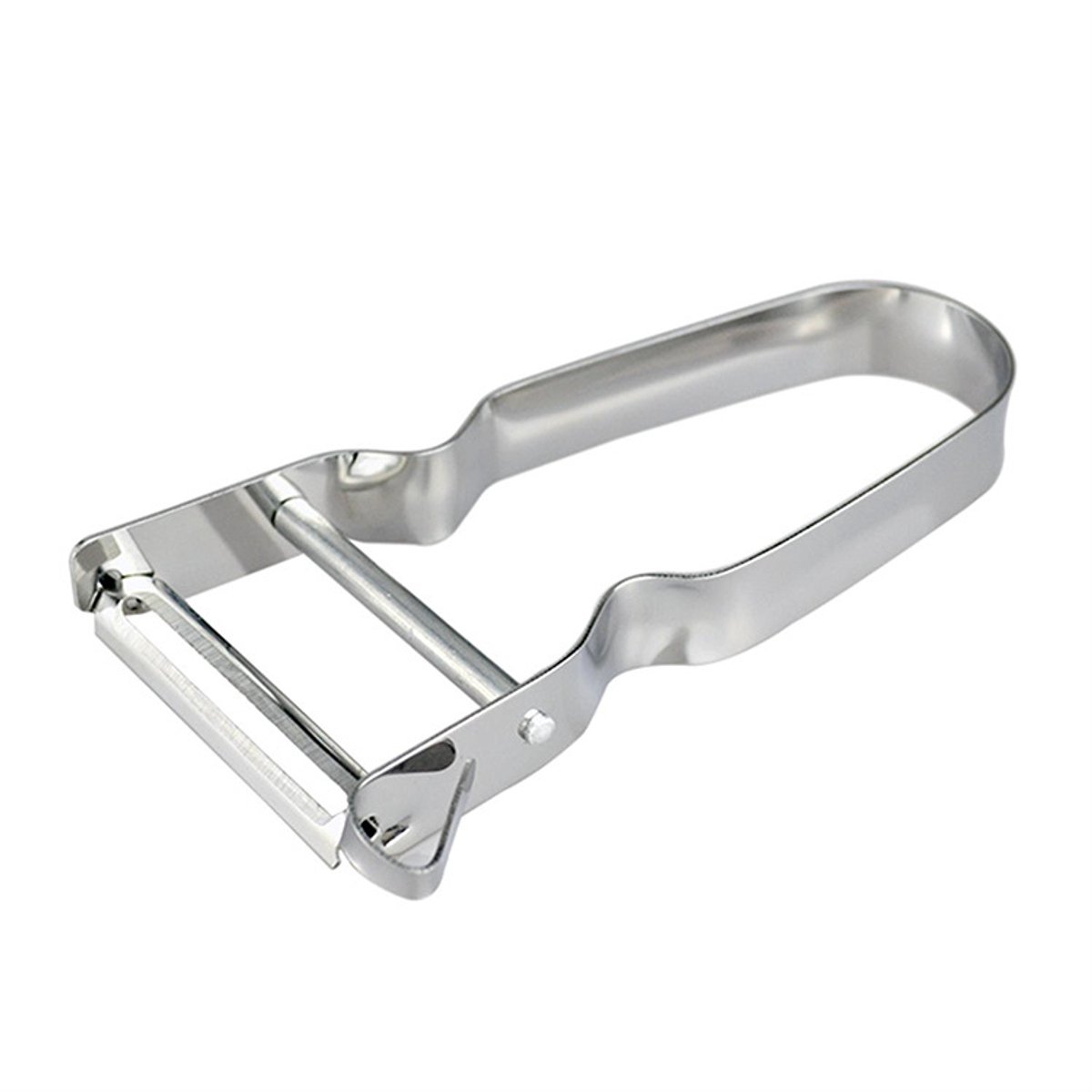 Oneay U-vormige groenteschiller, roestvrijstalen fruitschiller, keukenschiller, ergonomische handgreep, appelschiller, aardappelschiller, zilverkleurig.