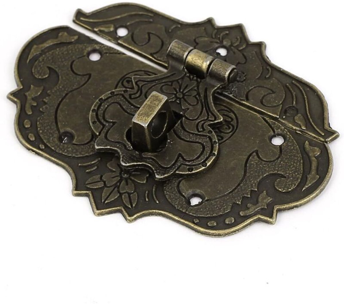Eén bronzen grendelslot van 77x55 mm