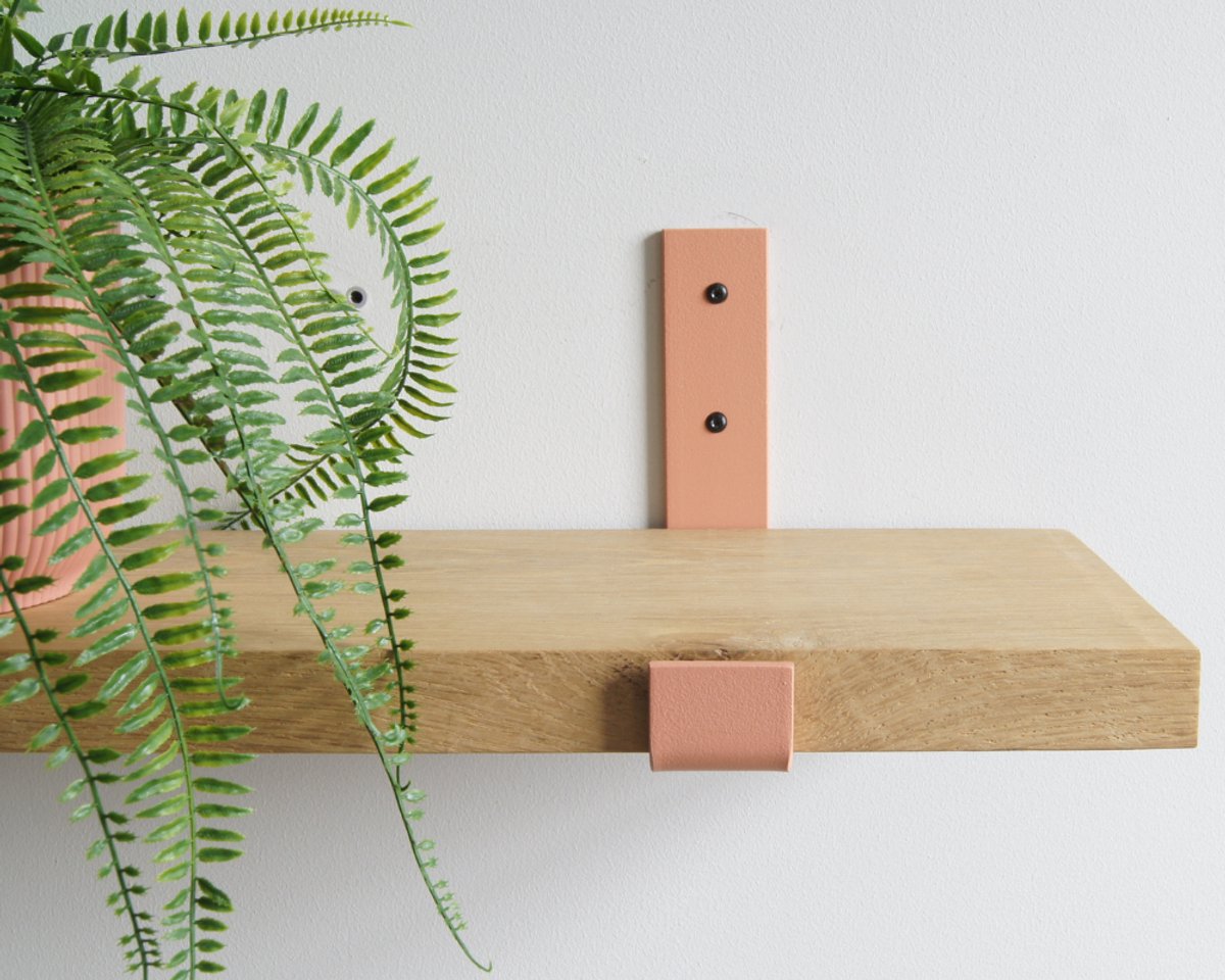 STERKSTAEL Odin Industriële Plankdrager Dusty Rose - Stalen Wandplank Steun - Voor plank van 20 cm - Kleur Oud Roze - Inclusief Bevestigingsmateriaal - Poedercoating - Wandsteun - 1 stuk