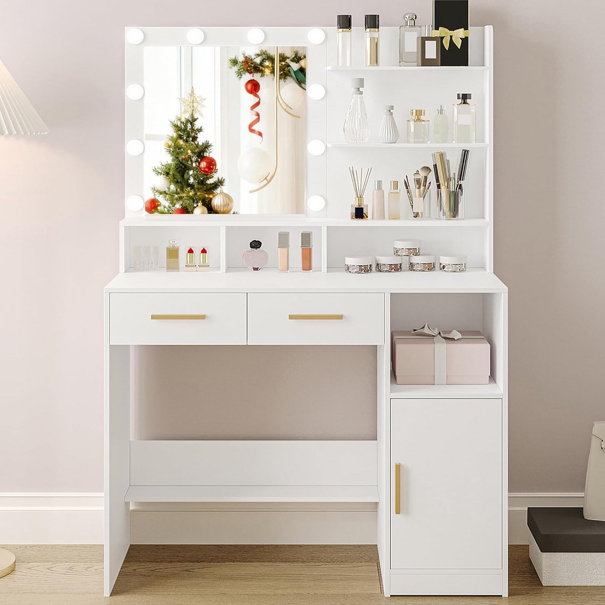 Make up Tafel - Kaptafel met Spiegel en Verlichting - Cosmeticatafel - Schminkmeubel