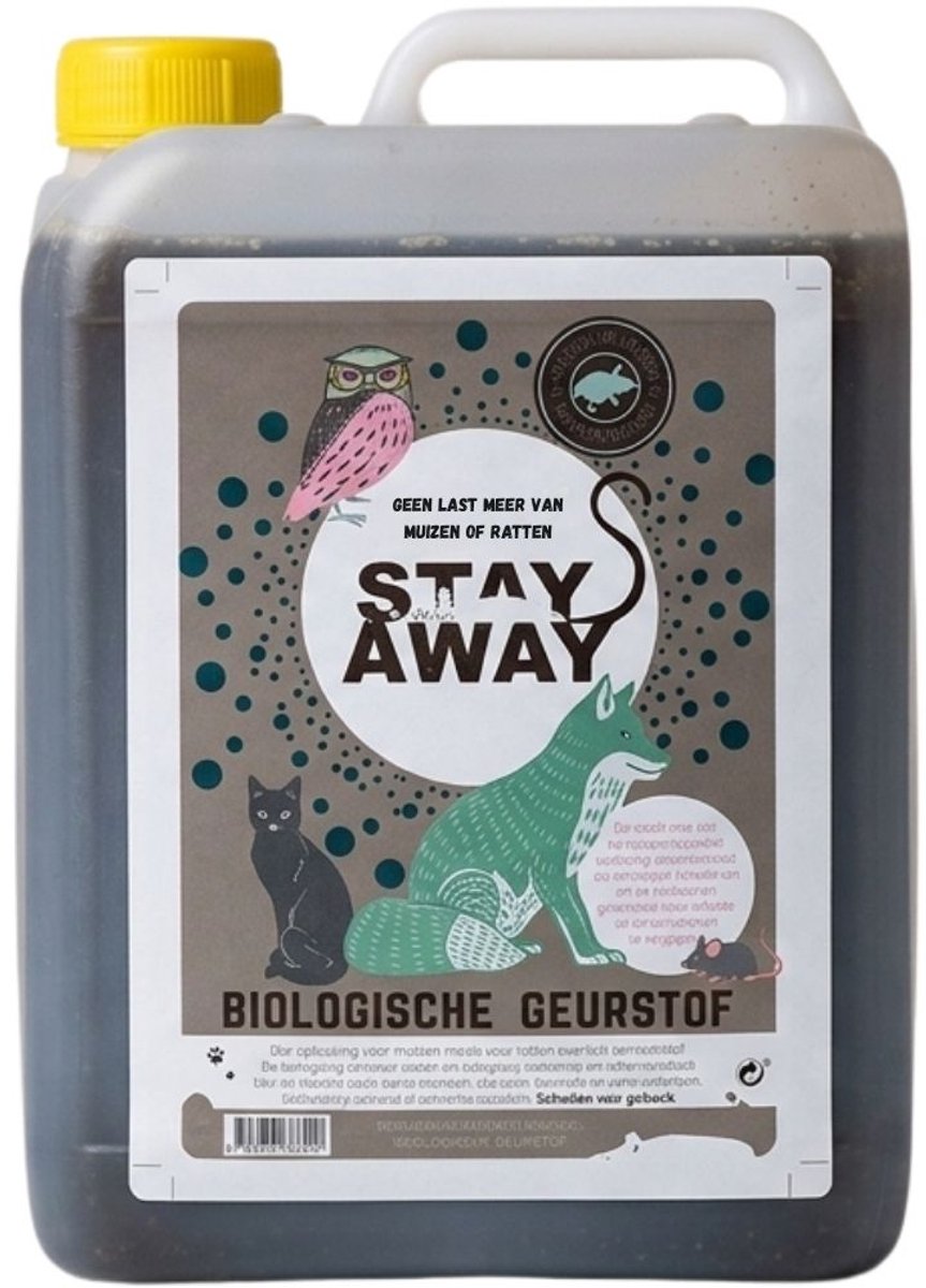 Stay Away Biologische Vloeistof - 5000 ml - Verjagen met geur - Natuurlijke afweer van muizen, ratten, insecten en ongedierte - Met gratis cheatsheet