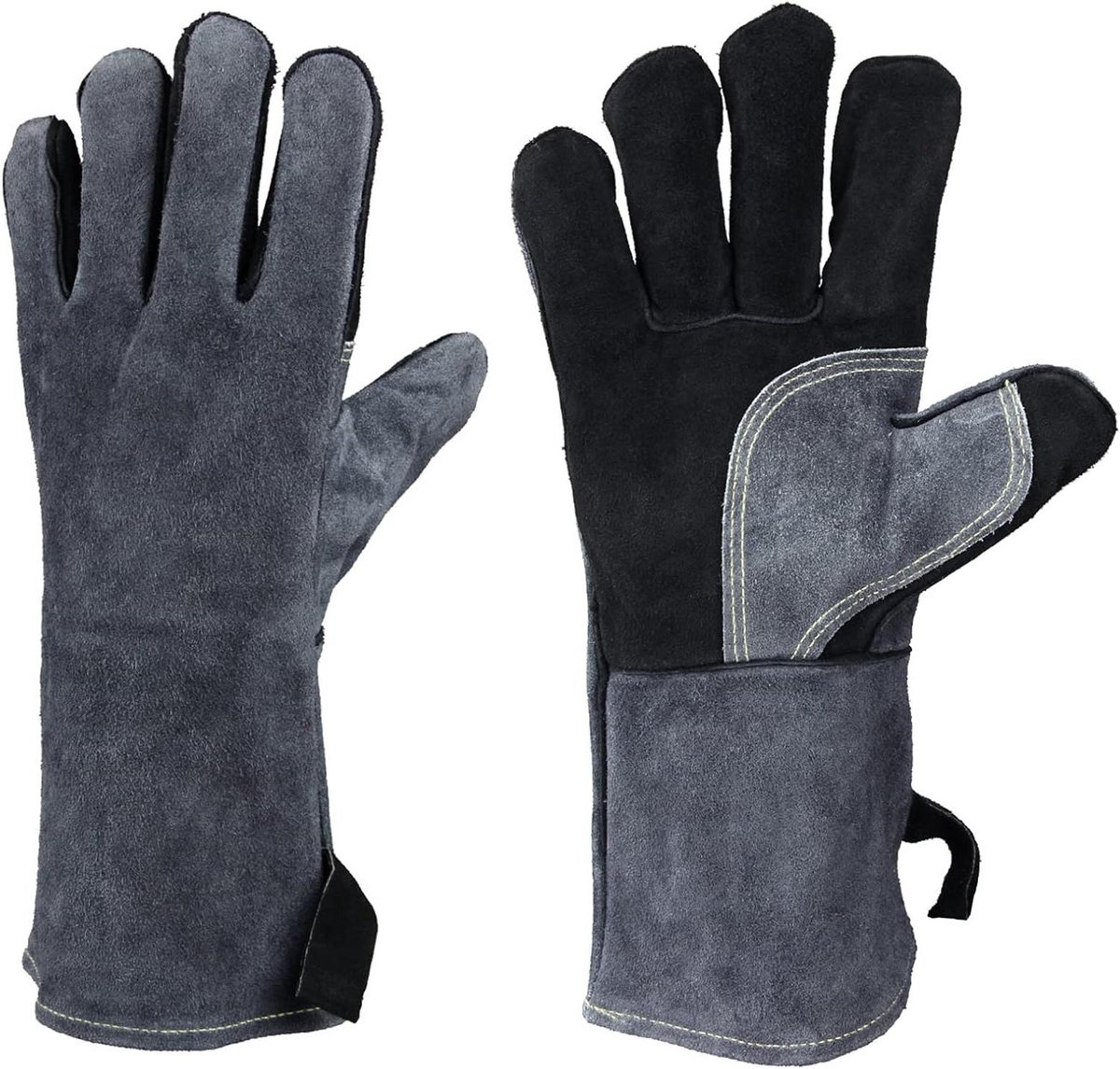 OZERO Warm up BBQ gloves, 500°C heat resistant leather grill gloves