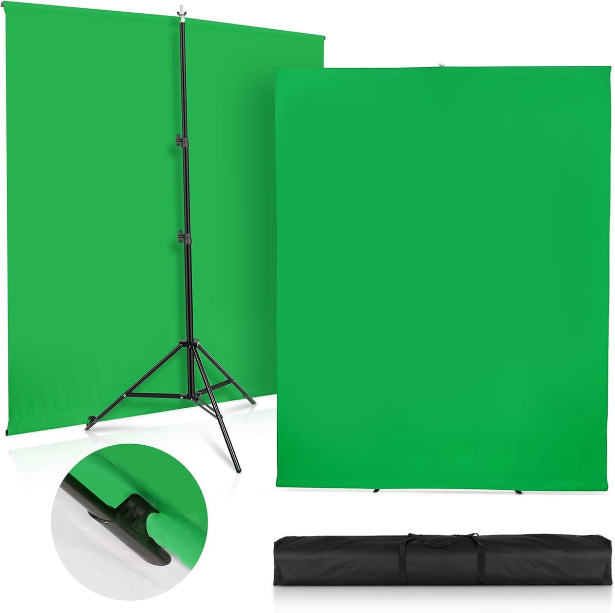 Achtergrond Set - Fotostudio Kit - Content Creëren - Dubbele Stang Ontwerp - 2x1.5 Meter - Groen