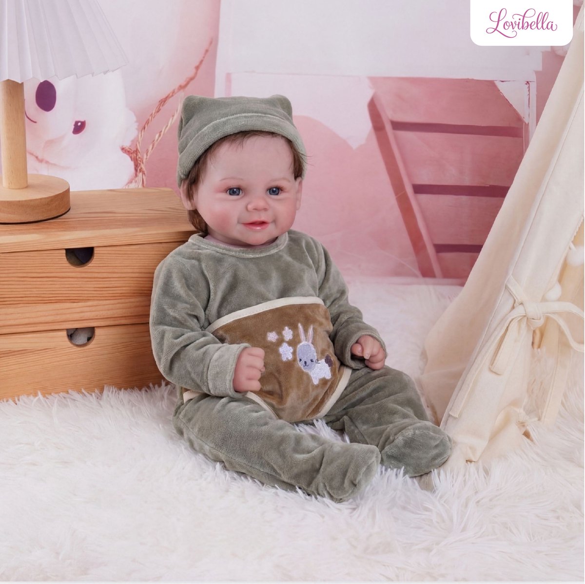 Lovibella® Noah Reborn Baby Pop Meisje - Levensechte Babypoppen - Dementie poppen - 45 cm - Complete Accessoires Set - Realistische Poppen - Zoals Echt - Zacht Vinyl - Doll Speelgoed 3 Jaar — afbeelding 9
