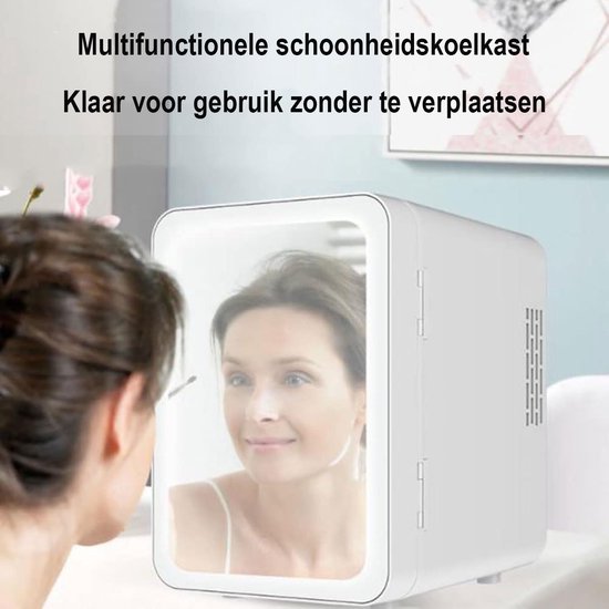 EAFC Skincare Fridge - Mini Koelkast - Make-up Koelkast met Spiegel - Beauty Fridge met Spiegel en 3 Standen Ledverlichting - Cosmetica - 4 Liter van eafc — afbeelding 4