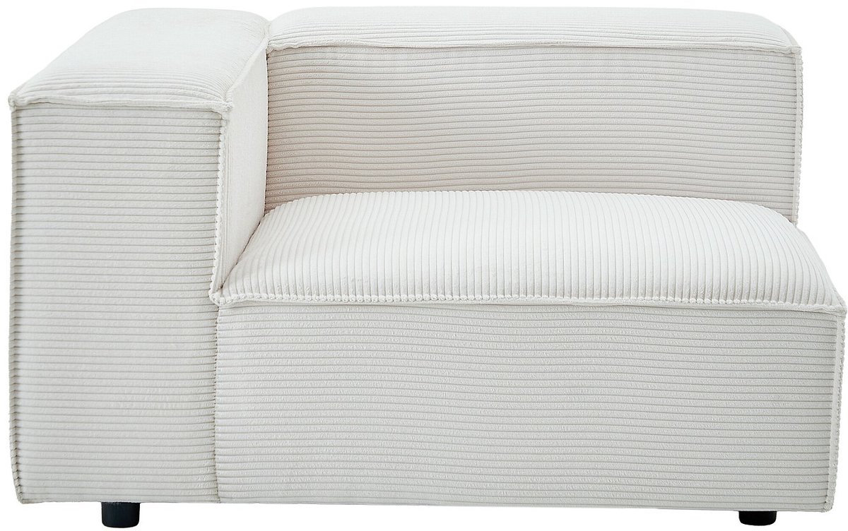 Vente-unique Hoekfauteuil links in beige ribfluweel RUZOLO