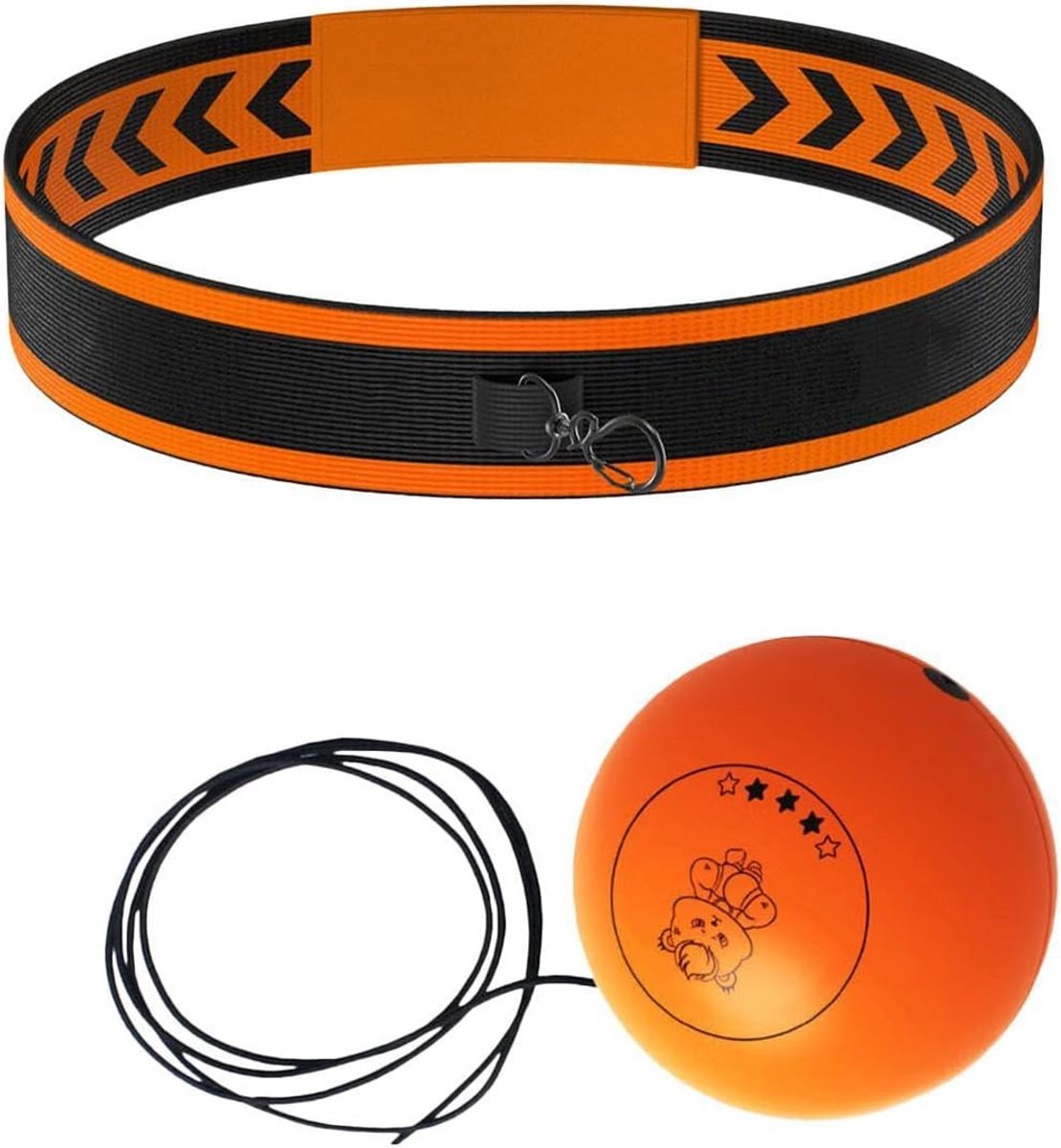 Bokshandschoen met Bal - Reflexbal Hoofdband - Hand-Oogcoördinatie Trainen - Verstelbare Hoofdband - 3 Maten Ballen - Oranje