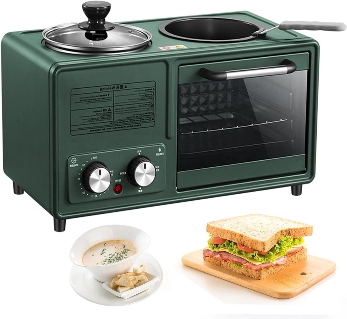 Ontbijtmaker - Sandwichmaker Eierkoker - Ontbijt Maken - 4-in-1 Kookfunctie - Compact Ontwerp - Zwart