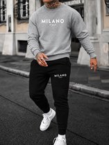Stijlvol Milano Italy melange grey Trainingspak voor Heren – Comfortabel, Modieus & Veelzijdig – Streetwear Outfit - L