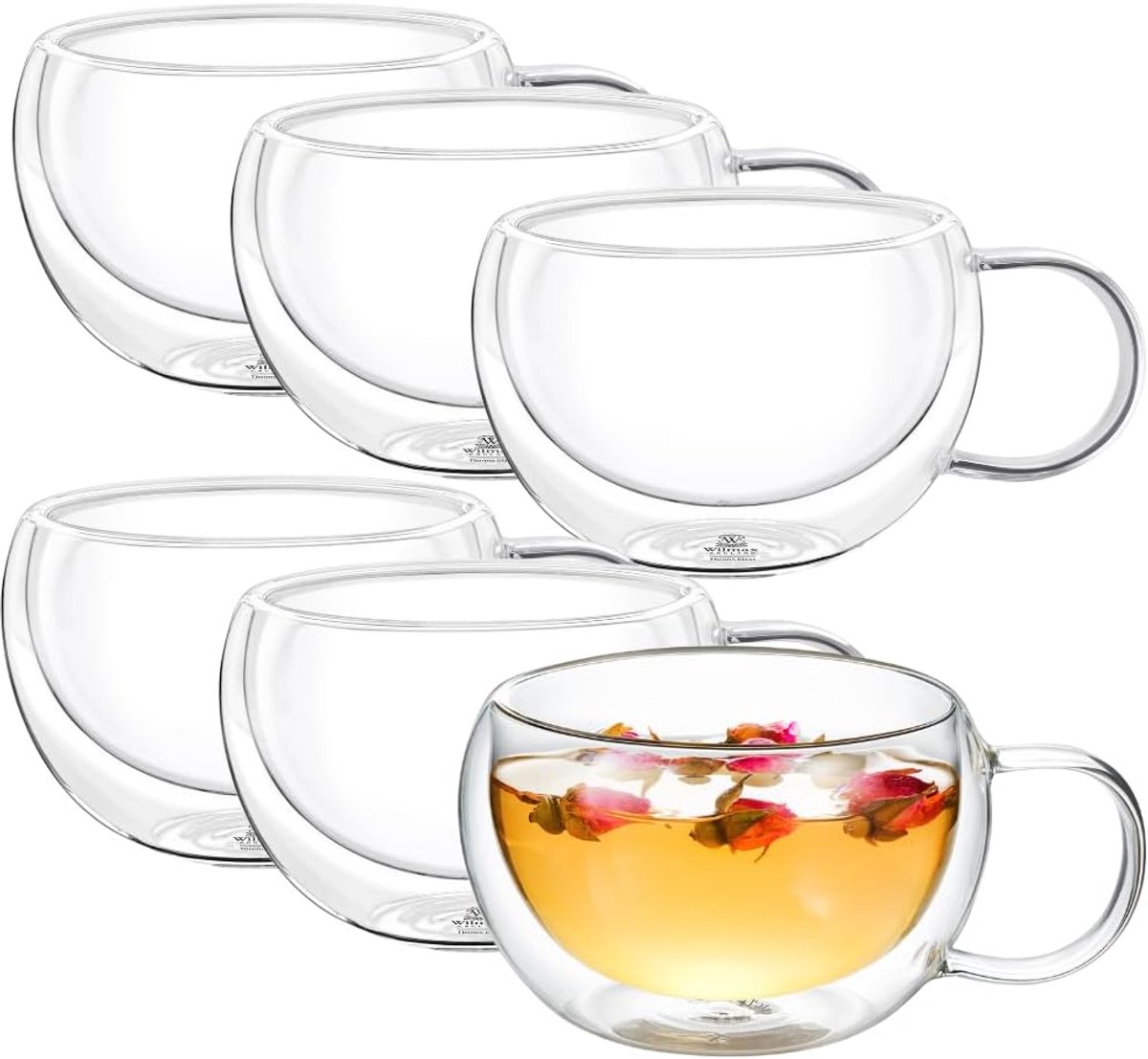 Wilmax England Thermo Glass - Dubbelwandige Glazen Mokken - 300 ml - Set van 6 - Transparant - Borosilicaatglas