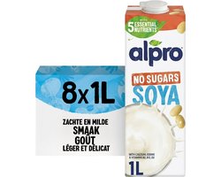 Alpro Drink Plantaardige Sojadrank Zonder Suiker - Lactosevrij & Glutenvrij - 8 x 1L