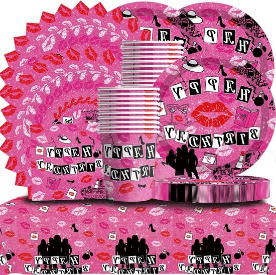 61-delige Verjaardagsdecoratie voor Meisjes, Roze Feestartikelen, Tafeldecoratie, Bachelorette Party, Bat Mitzvah, Servies en Servetten