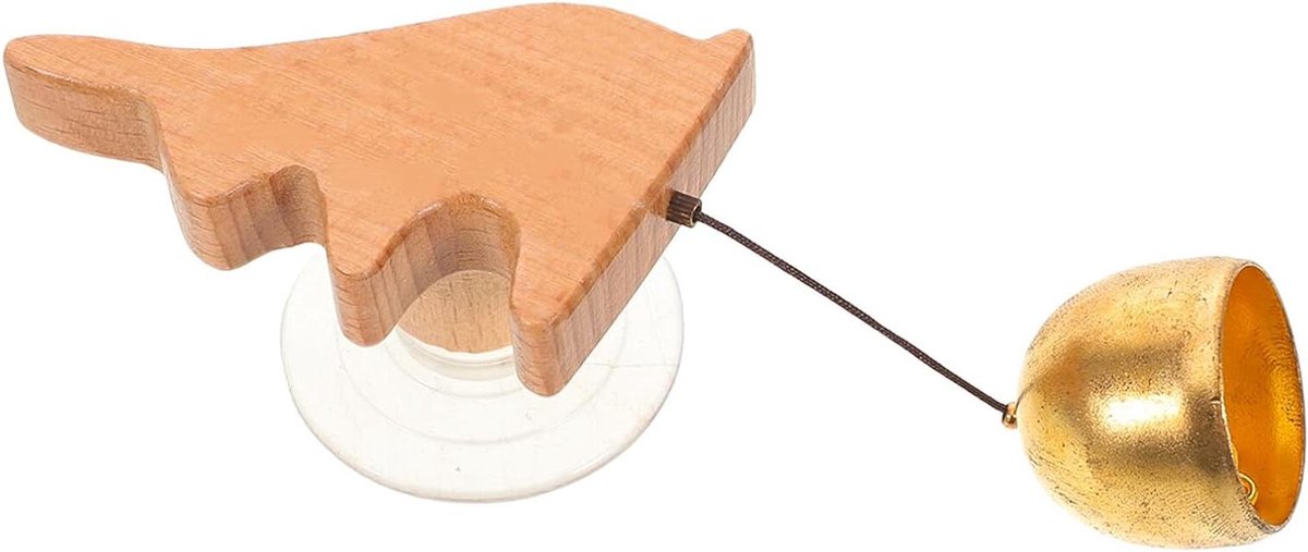 Houten Deurbel - Dierlijk Ontwerp Klokje - Klantmelding Thuis - Zuignap Bevestiging - 13.5 cm Lengte - Goud