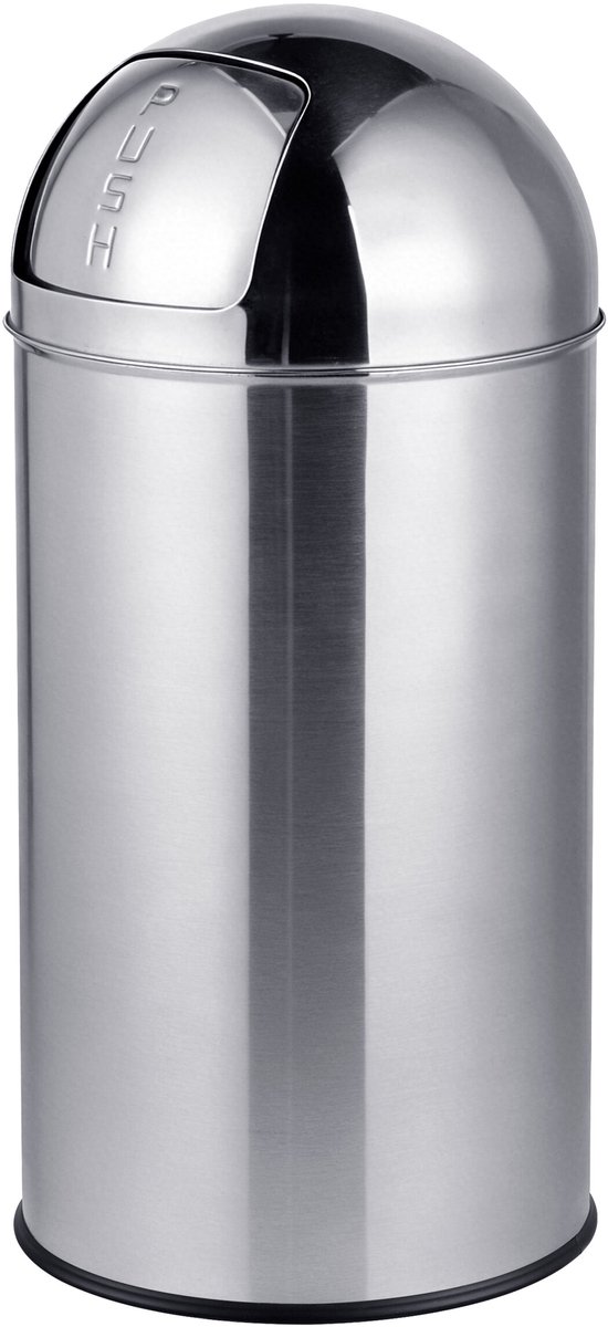 Prullenbak - met push deksel - 35 liter - rvs