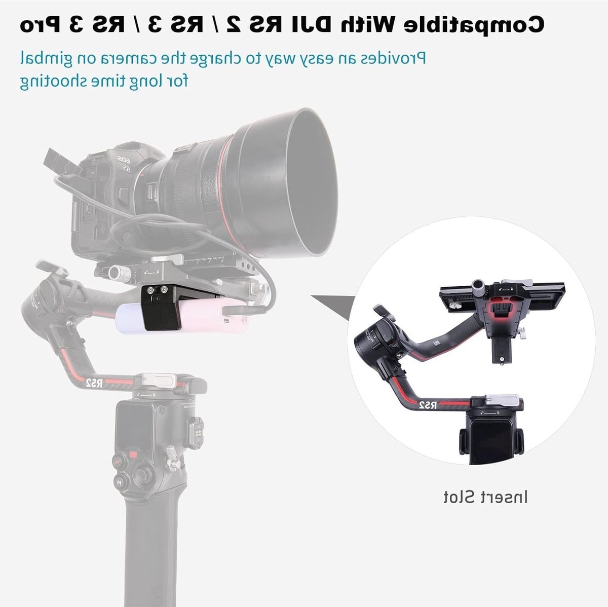 Aluminium Power Bank Klem voor DJI RS 2/RS 3/RS 3 Pro, Universele Draagbare Oplader met Koude Schoen Bevestiging voor DSLR Camera en Gimbal Systemen, 50mm-88mm Breedte – foto 4