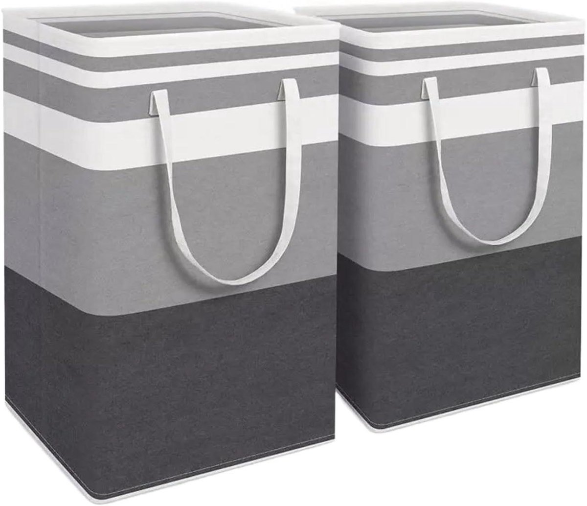 Wasmand Set Kleding Opslag Huishoudelijk Organiseren Waterdicht Ontwerp Set van 2 Grijs Zwart Wit