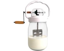 Glazen botermixer - Handmatige garde - Zelf boter maken - Handmatig schudden - 1500 ml inhoud - Transparant