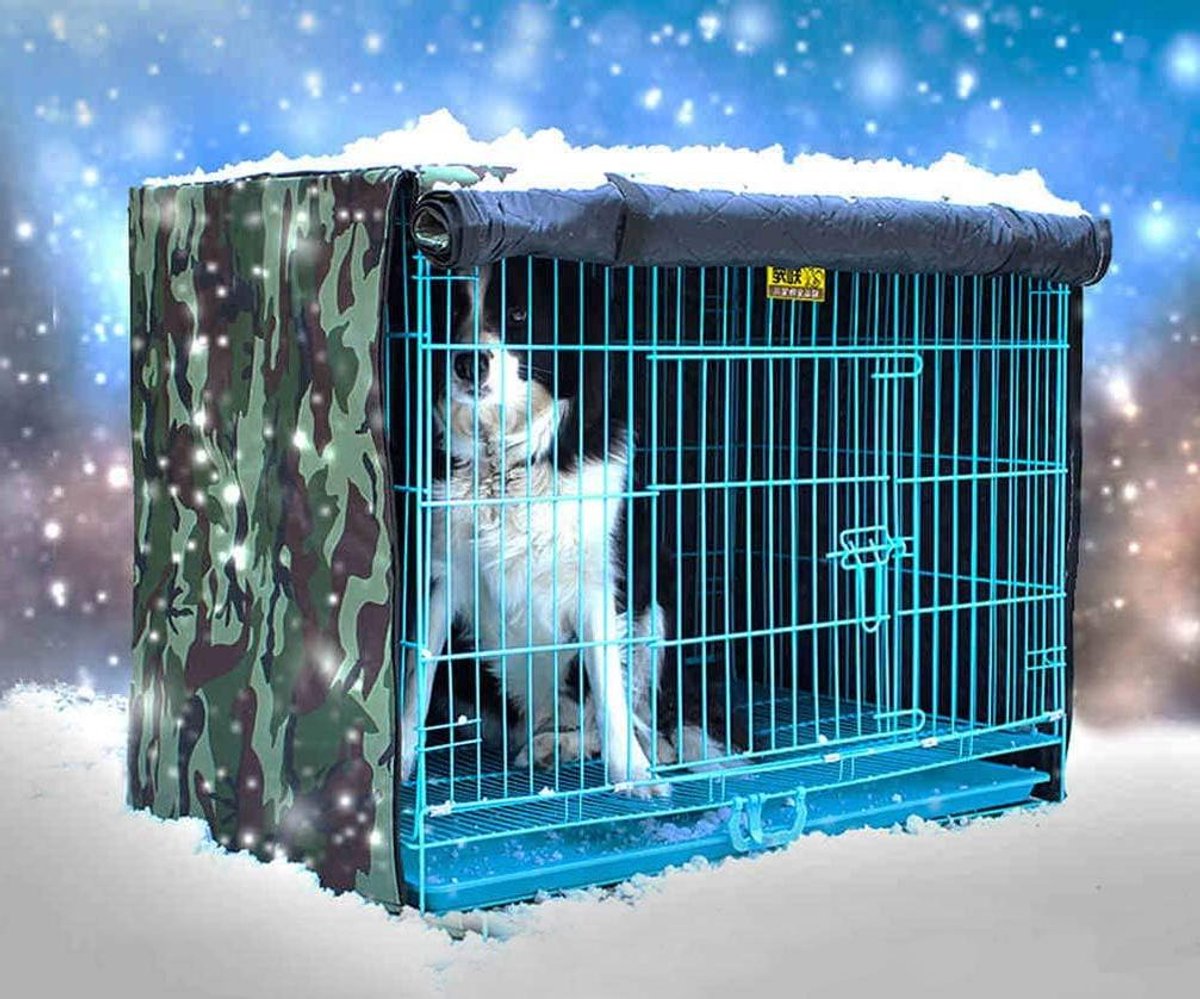 Hondenkrathoes - Huisdier kennel - Bescherming buiten - Scheurbestendig materiaal - 113 x 75 x 95 cm - Zwart