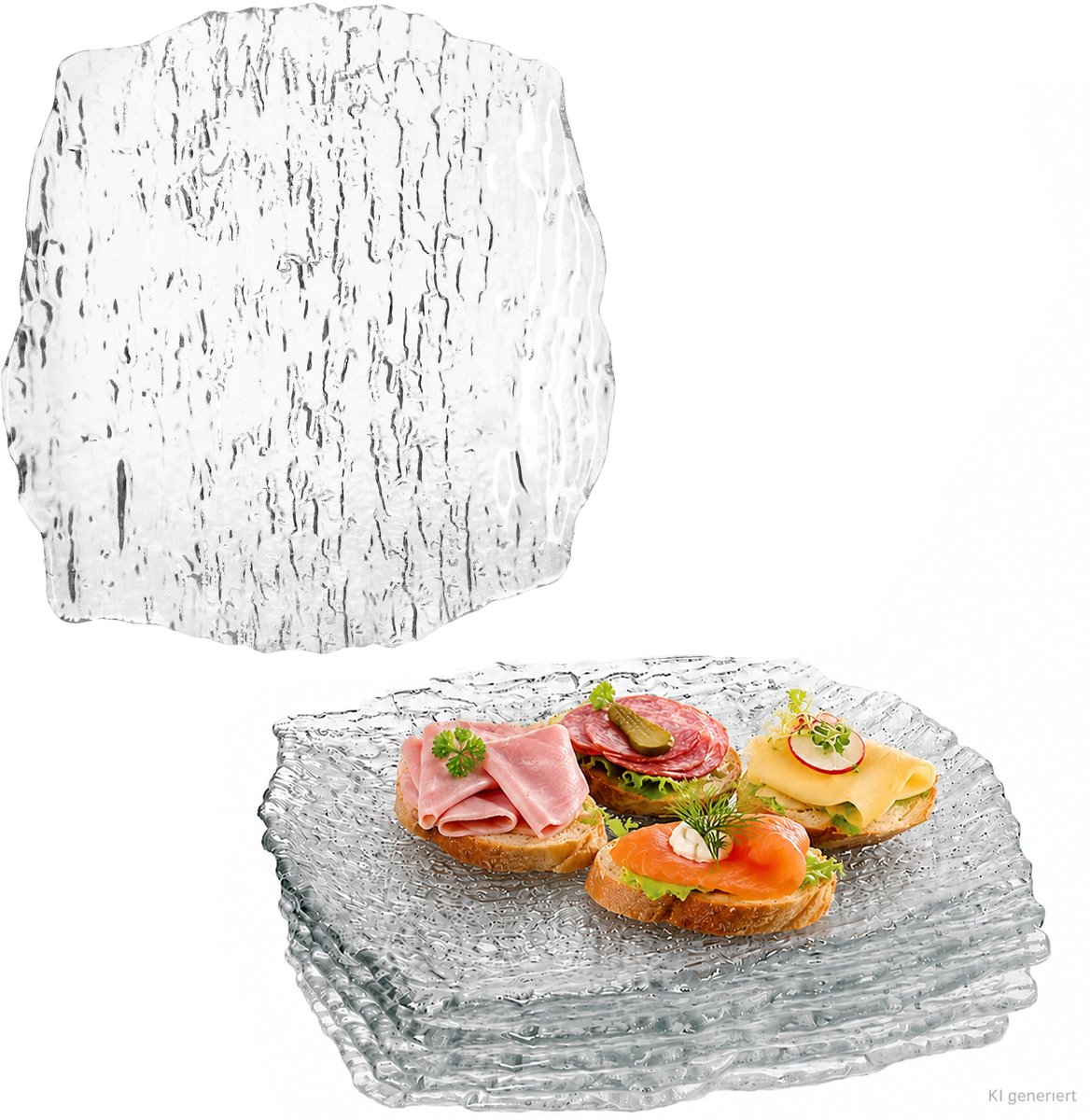 Set van 6 St. Tropez glazen serveerschalen, vierkant, 28,0 x 28,0 cm - 5410030