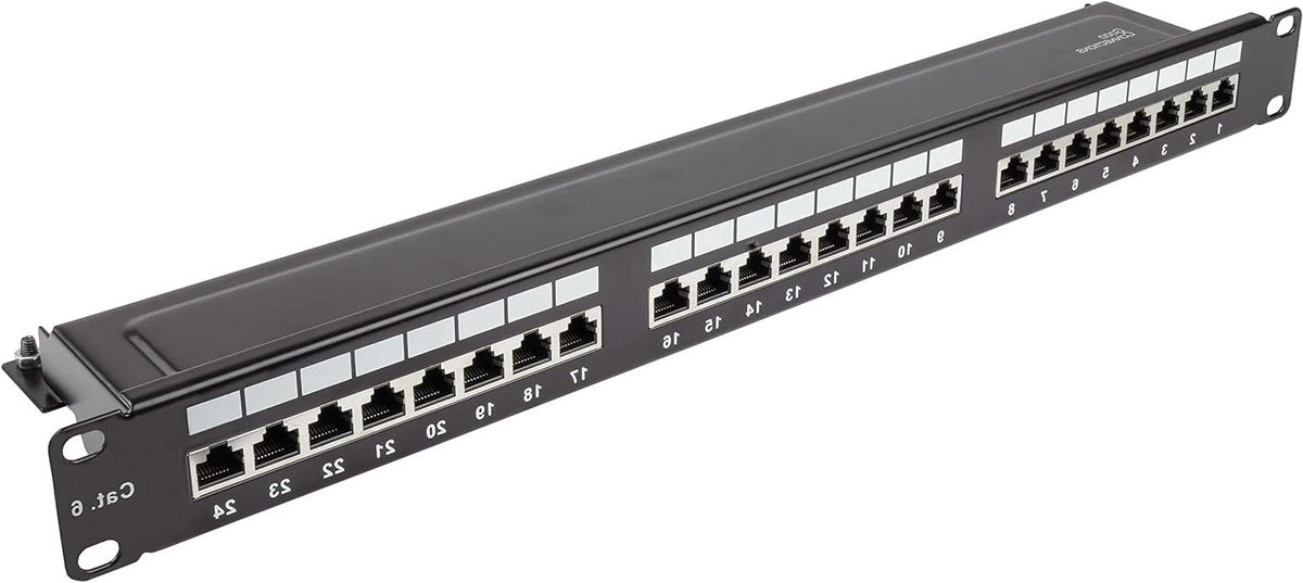 Patchpaneel - Netwerk verdeler - Netwerk organiseren - 24 poorten STP - 19 inch 1 HE - Zwart